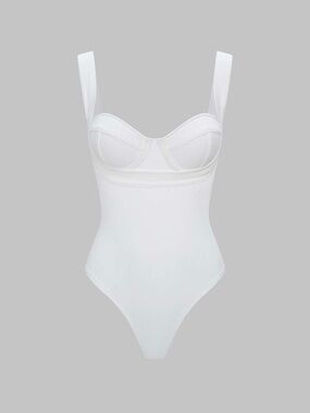 Sculpting White Solid Bodysuit